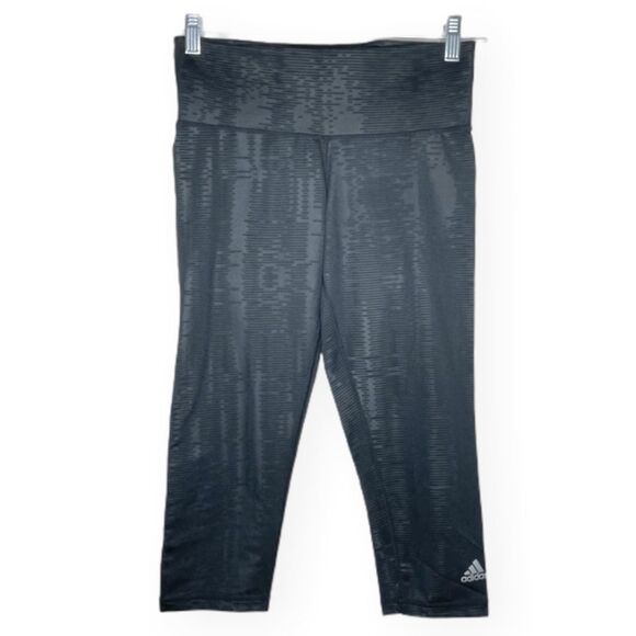 Adidas black Capri cropped‎ shiny leggings active - Picture 1 of 7